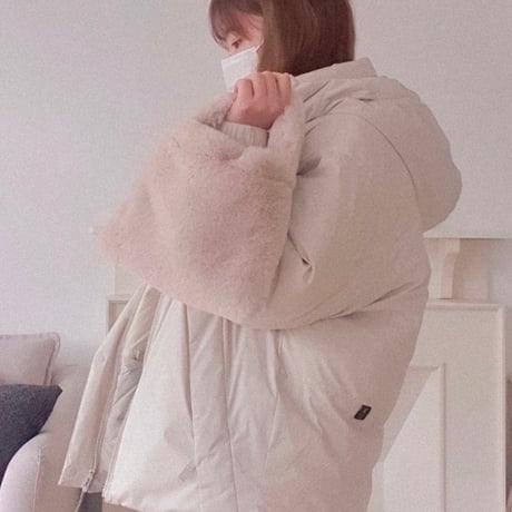 「ハンドメイド」フワフワフェイクファートートバッグ