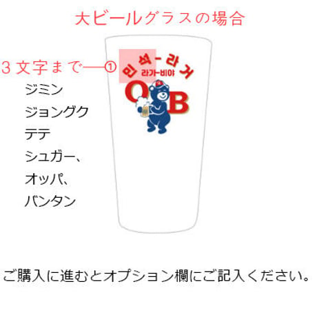 OBラガーカスタム「焼酎」「小ビール」「大ビール」グラス