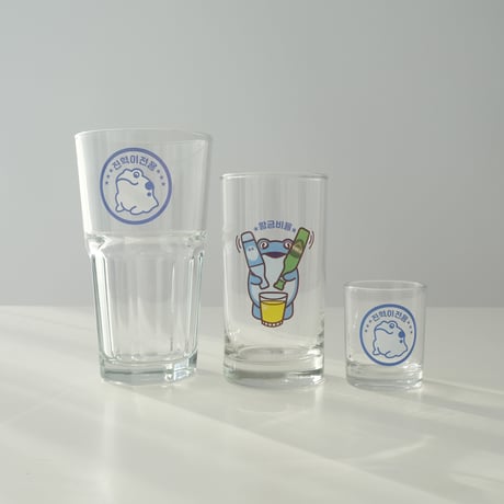 眞路カエルカスタム「焼酎」「小ビール」「大ビール」グラス