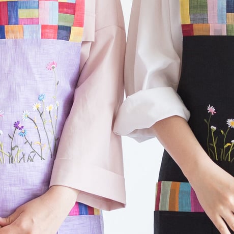 韓国伝統刺繡の麻エプロン９Color