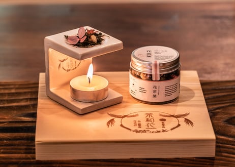 茶葉を使った和のアロマポット「Square（茶香炉）」