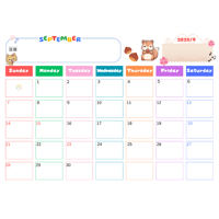 レッスンカレンダー/2025年9月