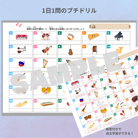 楽器の種類を知る！｜音楽プチドリル30No.9【楽器の種類】