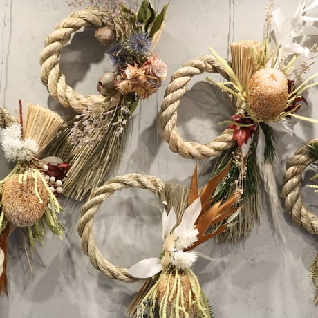 しめ縄リース2024❁︎20cm No.240ハート型カラーしめ縄リース2024 ハンドメイドお正月飾り玄関