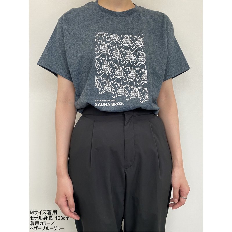 たくさんピースくんTシャツ（ヘザーブルーグレー） | SAUNA BROS.