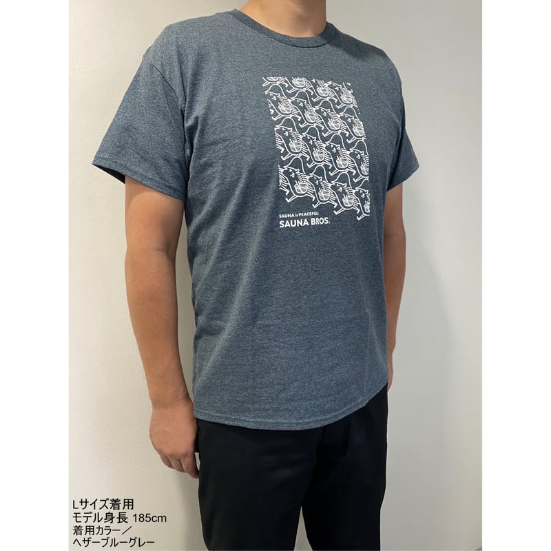 たくさんピースくんTシャツ（ヘザーブルーグレー） | SAUNA BROS.