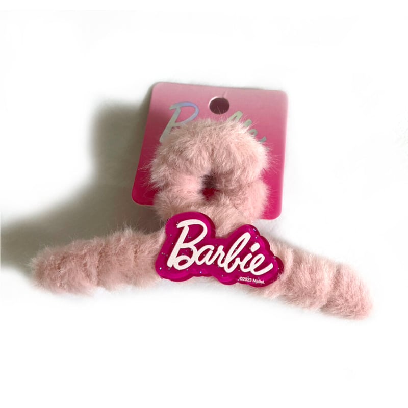 バービー クリップ miniサイズ　ピンク　PK Barbie バービー ふわふわヘアクリップ バンスクリップ 日本未入荷