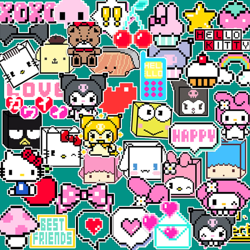 40枚 デジタルサンリオキャラクターズ 防水ステッカー シール | aboo