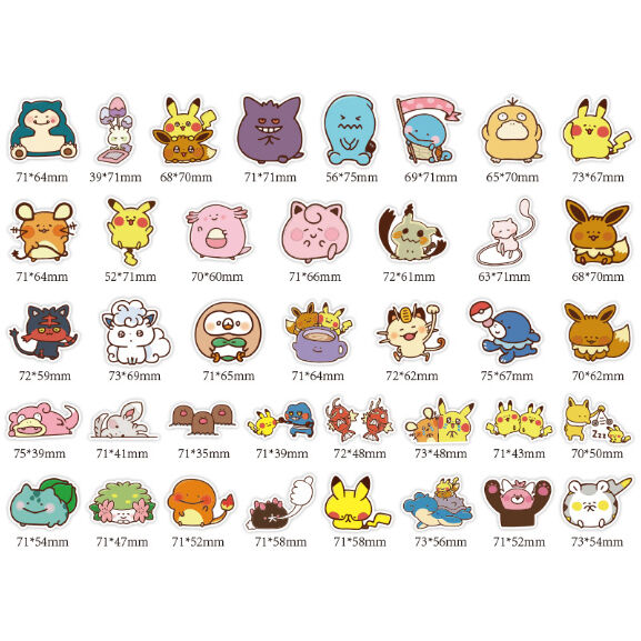 38枚 ポケモンB 大きめサイズ 防水ステッカー シール | aboo