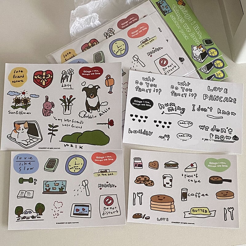 4枚 mazzzzy/マジー 韓国雑貨 防水ステッカー シール | aboo