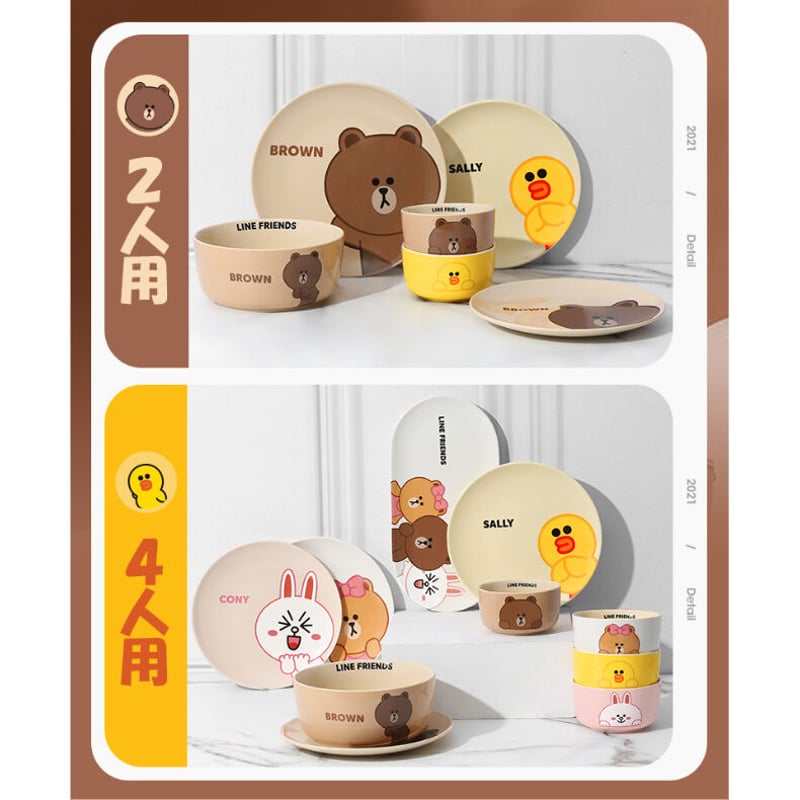 3体セット（座布団付き）LINE FRIENDS 招き猫ブラウン、コニー