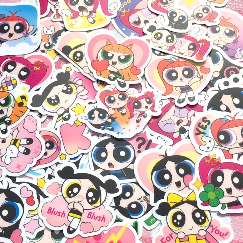 40枚 パワーパフガールズE Newjeans コラボ パワパフ 防水ステッカー