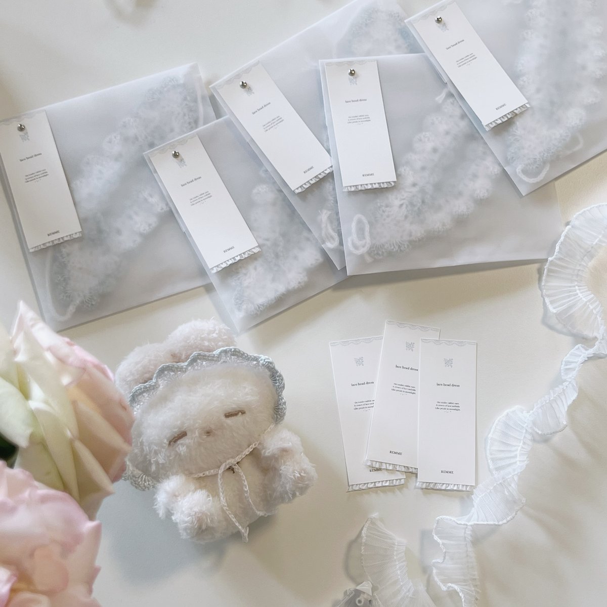 うさぎのねむちゃん＋レースのかぎ編みヘッドドレス REMME lace head dress | REMME