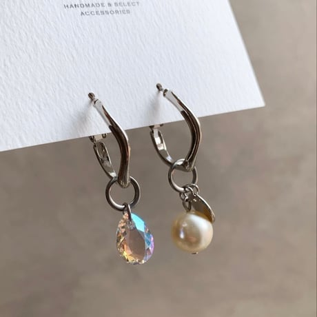 crystal glass&glass pearl(シルバー)