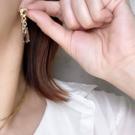 metal knot×glass charm pierce(サージカルステンレスピアスポスト)