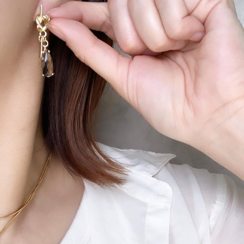 metal knot×glass charm pierce(サージカルステンレスピアスポスト)...