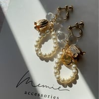 flower×pearl hoop(ゴールド)