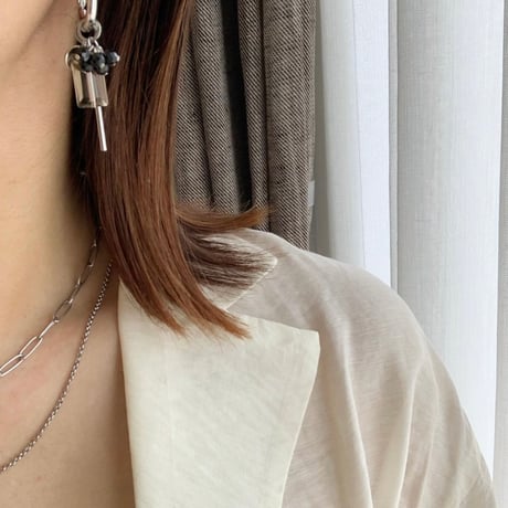 natural stone× rectangle glass charm(ブラック)