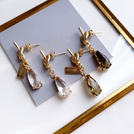 metal knot×glass charm pierce(サージカルステンレスピアスポスト)