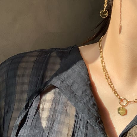 hexagon stainless chain necklace(ブランドタグ)