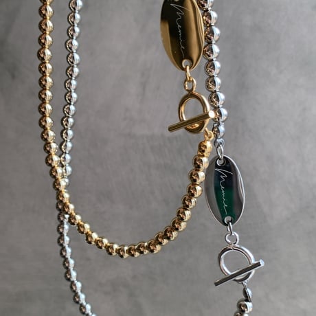 gold metal ball necklace