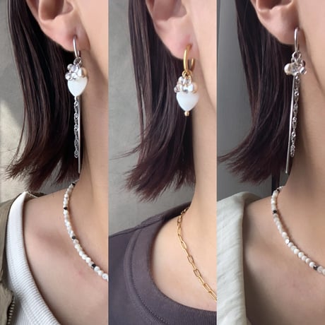 heart shell×double chain(シルバー)
