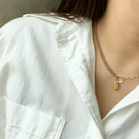 hexagon stainless chain necklace(ブランドタグ)