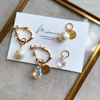 crystal glass&glass pearl(ゴールド)