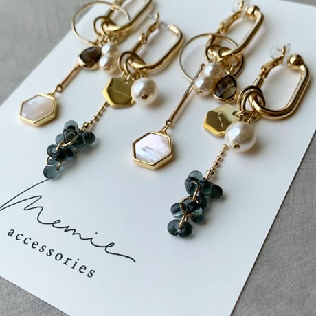 hexagon×shell asymmetry(ブラックブラウン)