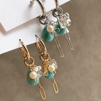 amazonite×pearl charm(ゴールド)