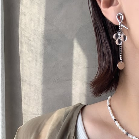 ribbon×clearbeads  asymmetry(シルバー)