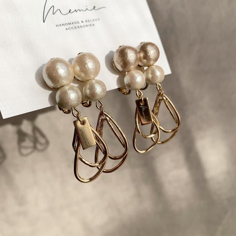 cotton pearl×double hoop(ベージュ×キスカ)