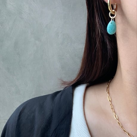 amazonite×pearl charm(ゴールド)