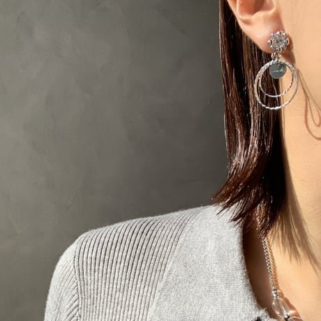 silver bubble×metal hoop