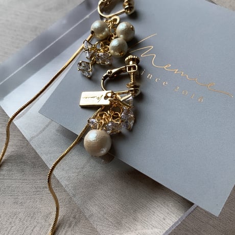 zirconia×cotton pearl(ゴールド)
