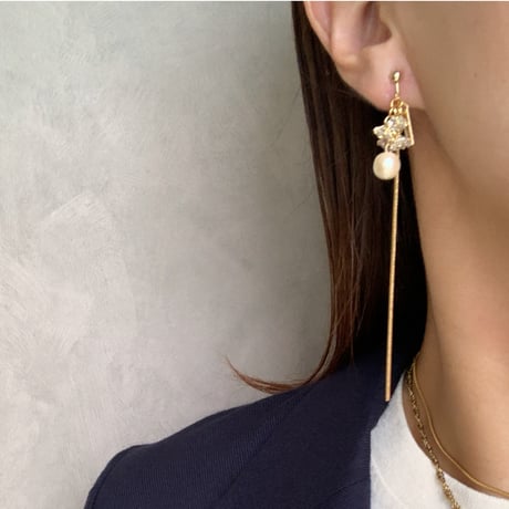 zirconia×cotton pearl(ゴールド)