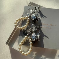 flower×pearl hoop(シルバー)
