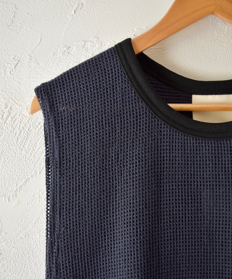 refomed] COTTON LAYERED MESH BIBS - NAVY | VAL