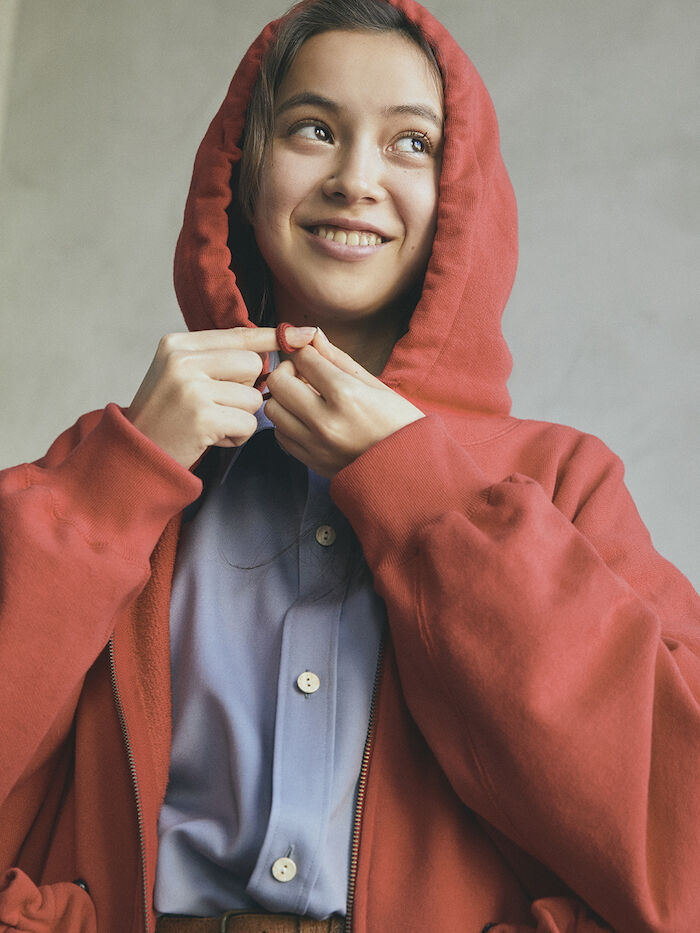 refomed リフォメッド / ”KINCHAKU"ZIPUP HOODIE - red /...