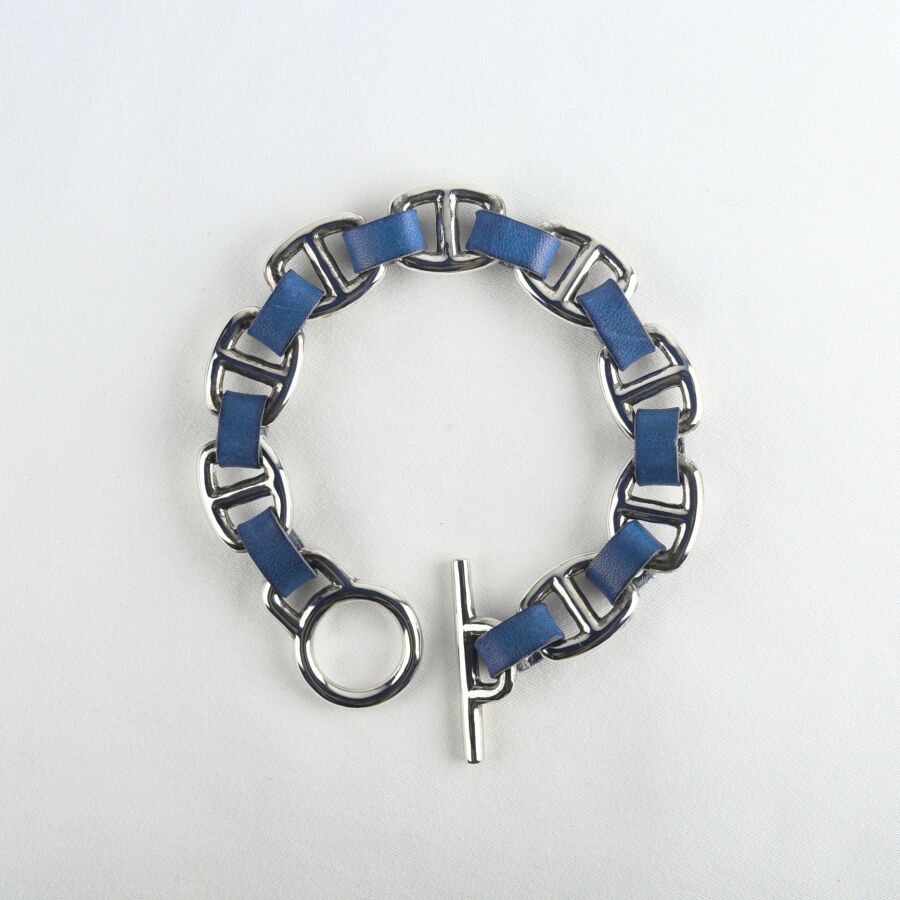 ETSUSHI イタリアンレザーブレスレットブルー