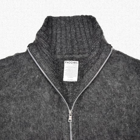 [FACCIES] SHAGGY DRIVERS KNIT JACKET - BLACK