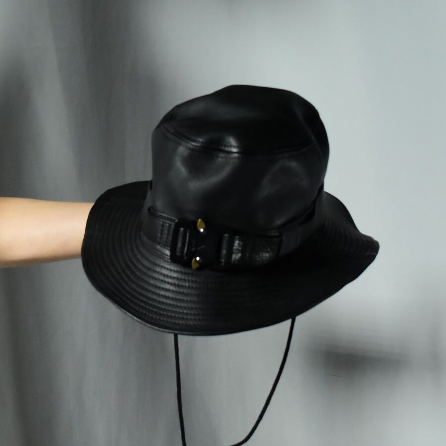 直送商品 NötE Bucket hat レザー バケットハット ブラック ハット