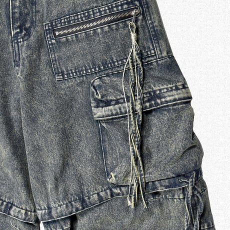 [FACCIES] MULTI-POCKET DENIM CARGO - BLUE