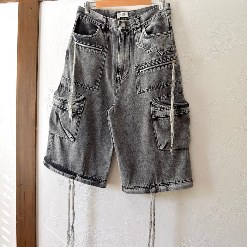 【即日配送】定価40,700円 FACCIES デニムカーゴパンツ ワイド FACCIES] MULTI-POCKET DENIM CARGO PT - BLACK |