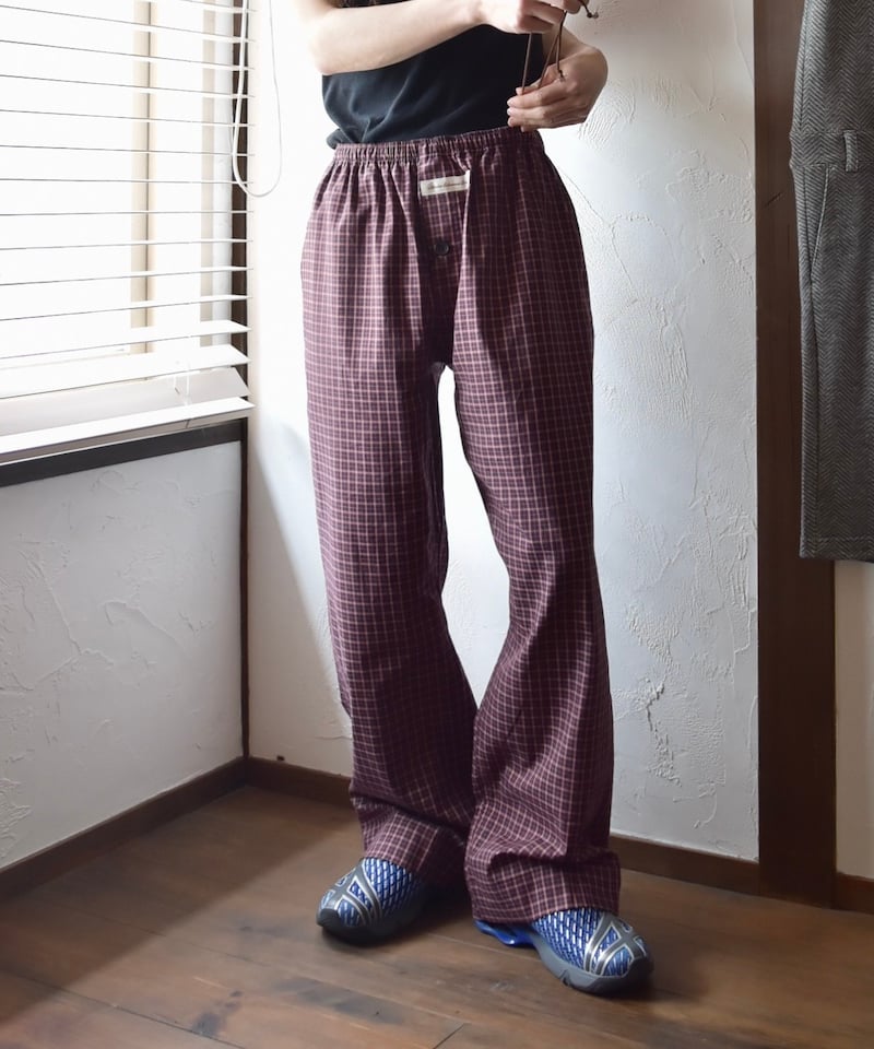 パンツ ABELIA EDOWARD GOUCHA Trunk pants ABELIA EDOWARD GOUCHA】LONG TRUNKS PANTS Bordeaux Check | puzzle