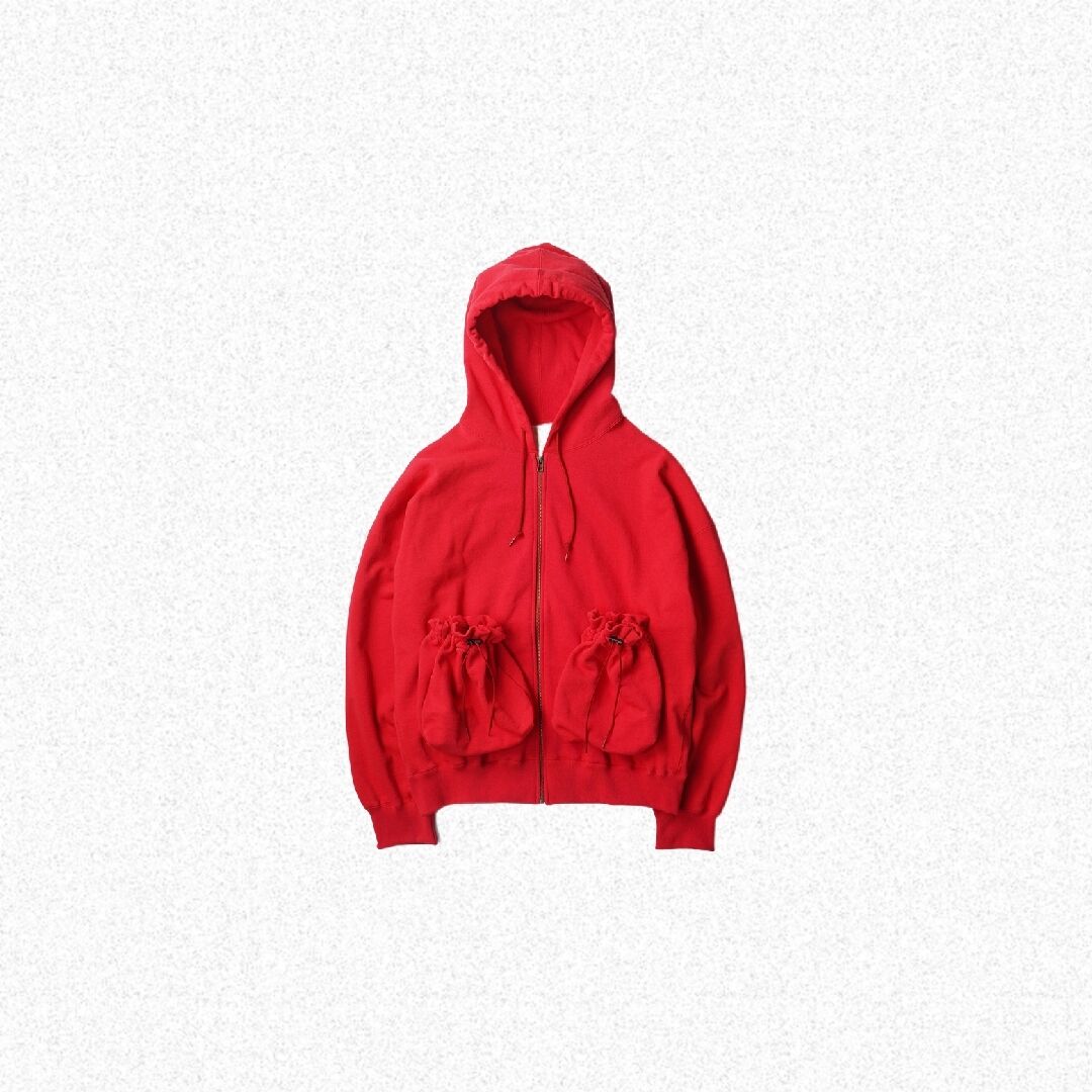 refomed リフォメッド / ”KINCHAKU"ZIPUP HOODIE - red /...