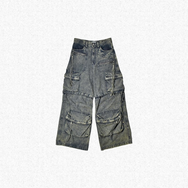 FACCIES] MULTI-POCKET DENIM CARGO - BLUE | VAL