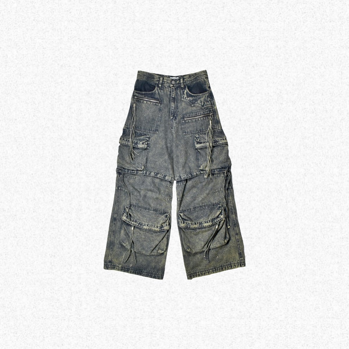 FACCIES] MULTI-POCKET DENIM CARGO - BLUE | VAL