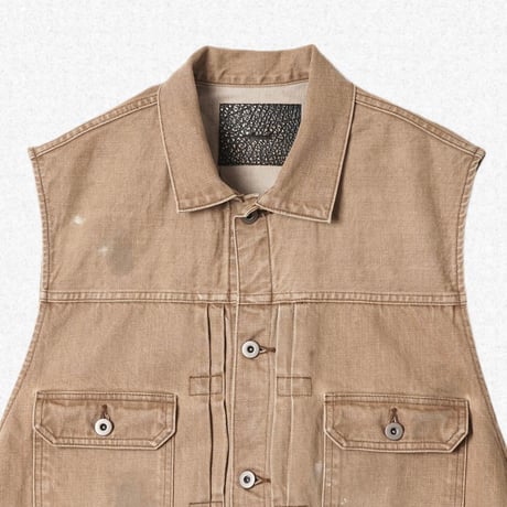 [refomed] OLD MAN DENIM VEST - BEIGE