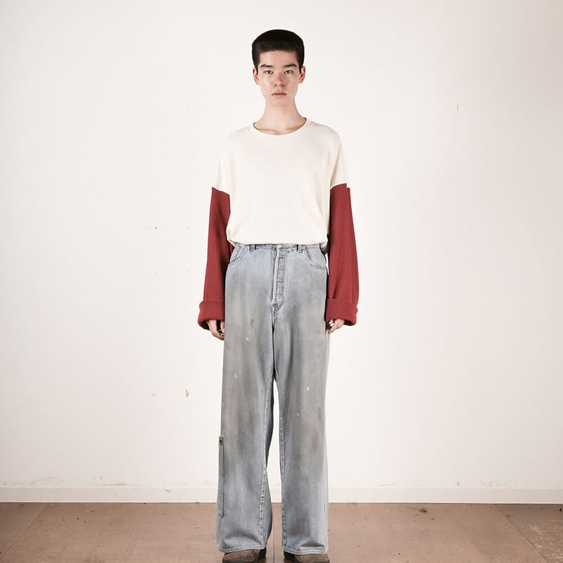 refomed] RIGHT HANDED DENIM PANTS - USED WASH 